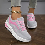 Women's low-top lace-up sneaker with printed symbols, round toe and white sole