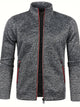 Men's textured zip-up cardigan with stand collar and zipped pockets