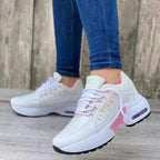 Women's lace-up sneakers with panelled uppers and platform soles
