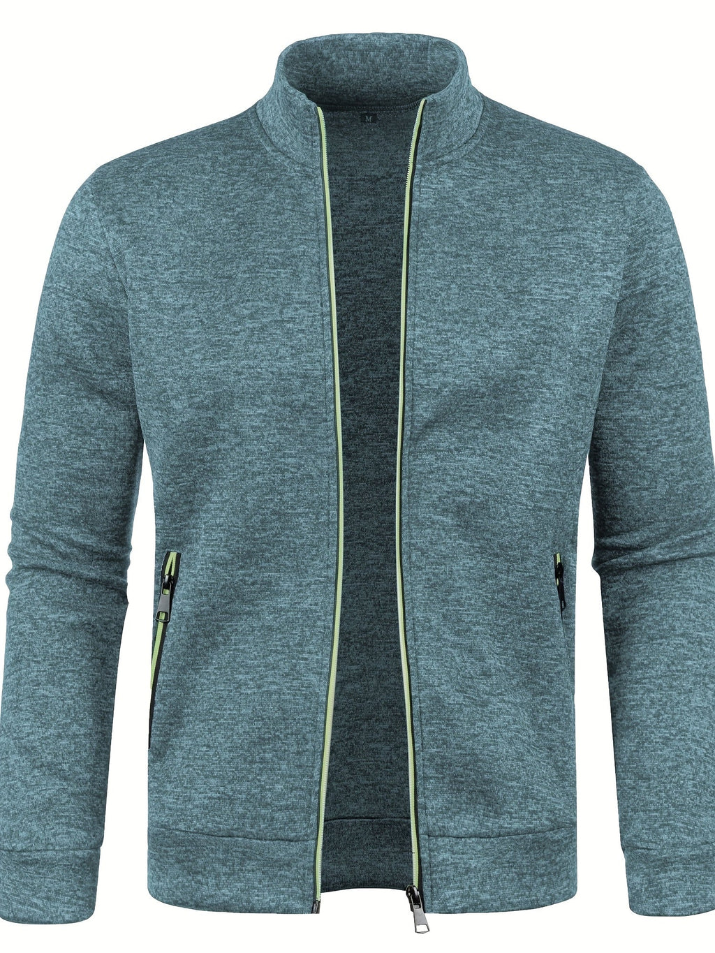 Men's textured zip-up cardigan with stand collar and zipped pockets