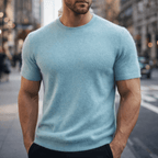 Men's short sleeve knitted crew neck T-shirt