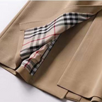 Women's belted double-breasted trench coat with checked lining