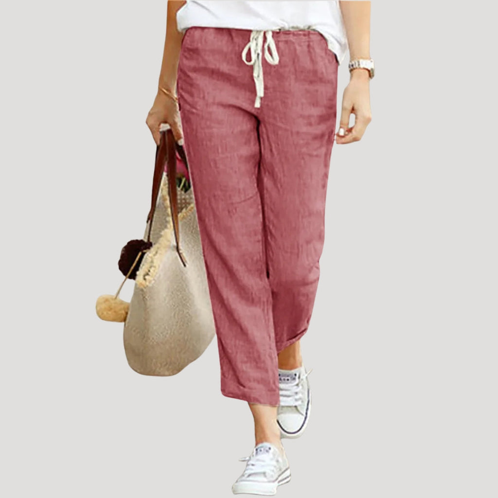 Women's relaxed cropped trousers with elastic drawstring waist