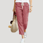 Women's relaxed cropped trousers with elastic drawstring waist