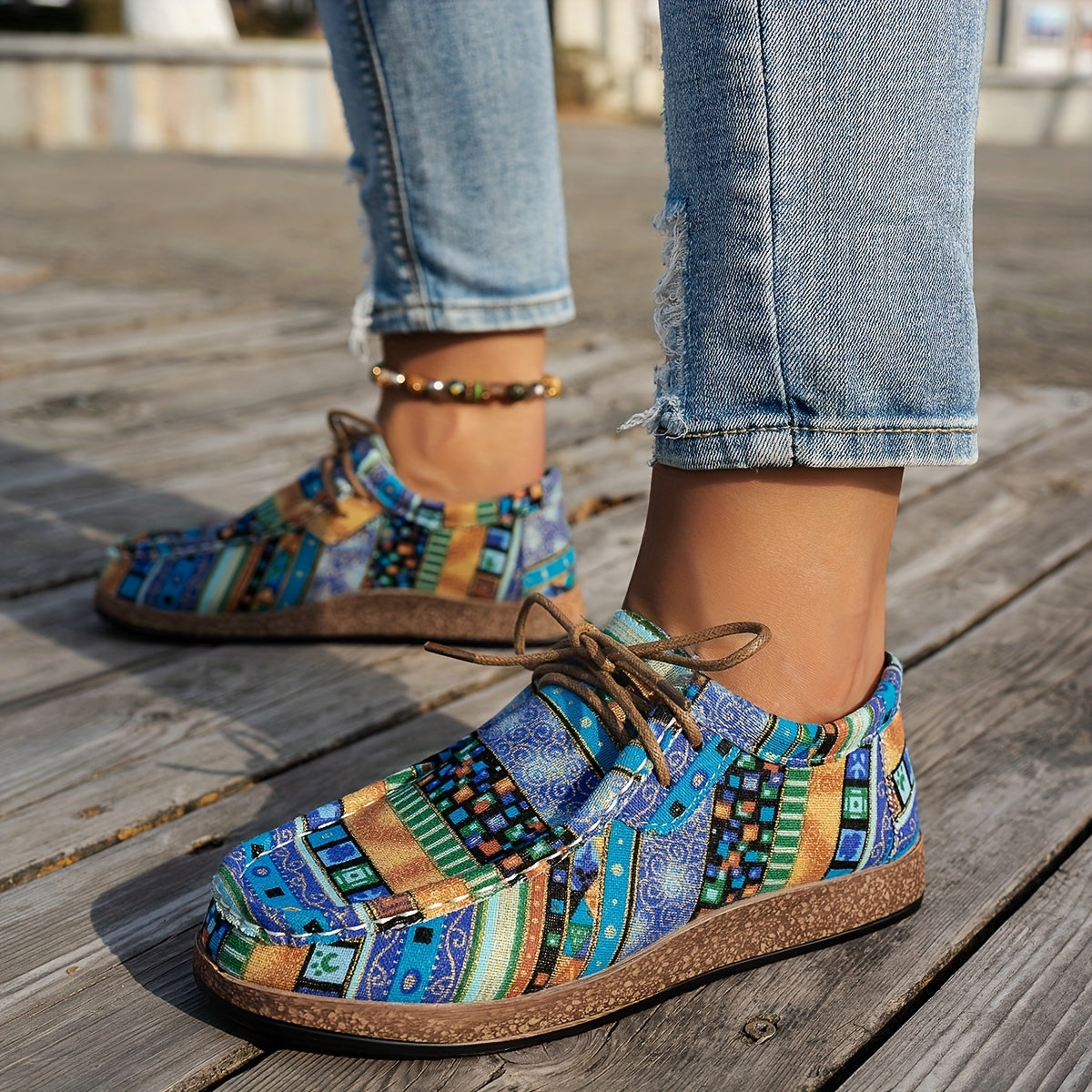 Women's multicolour patchwork sneakers with geometric panels
