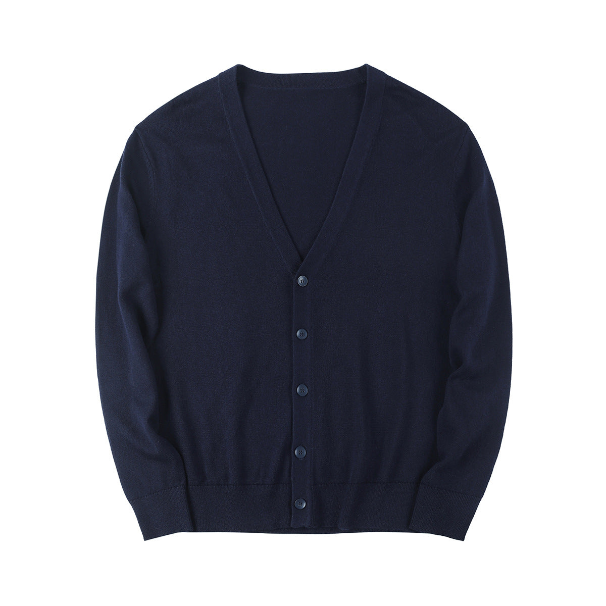 Men's slim fit V-neck button cardigan with long sleeves and ribbed trims