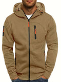 Men's hooded full-zip jacket with multiple zipped pockets and ribbed trims