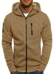 Men's hooded full-zip jacket with multiple zipped pockets and ribbed trims