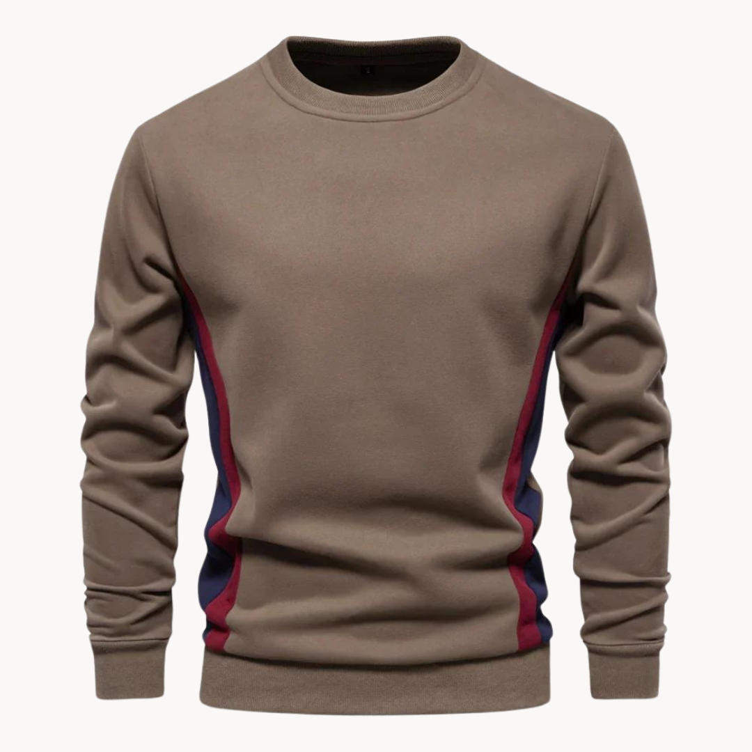 Men's long-sleeve colourblock crew neck sweatshirt with contrasting side panels