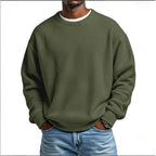 Men's relaxed textured crew neck sweatshirt with long sleeves and ribbed trims