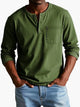 Men's long sleeve Henley shirt with chest pocket