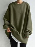 Women's oversized plain crew-neck sweatshirt with long sleeves