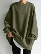 Women's oversized plain crew-neck sweatshirt with long sleeves