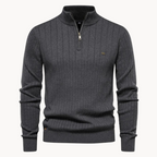 Men's ribbed quarter-zip jumper with a mock neck