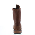 Women's brown embroidered lace-up cowboy boots with round toe and low heel