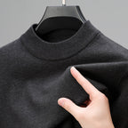 Unisex plain knitted jumper with ribbed crew neckline and long sleeves