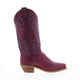 Women's purple embroidered cowboy boot with pointed toe and mid heel