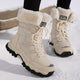 Women's winter hiking boots with fur collars and lace-up fronts