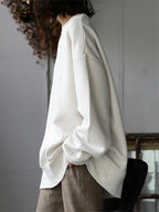Women's oversized plain crew-neck sweatshirt with long sleeves