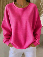 Women's textured crew neck long sleeve sweater