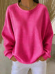 Women's textured crew neck jumper with long sleeves and ribbed trims