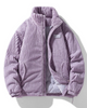 Unisex ribbed jacket with high collar, zip front and adjustable hem