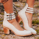 Women's ankle boots with three buckle straps and block heel