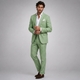 Men's slim fit two piece suit with button blazer and long trousers