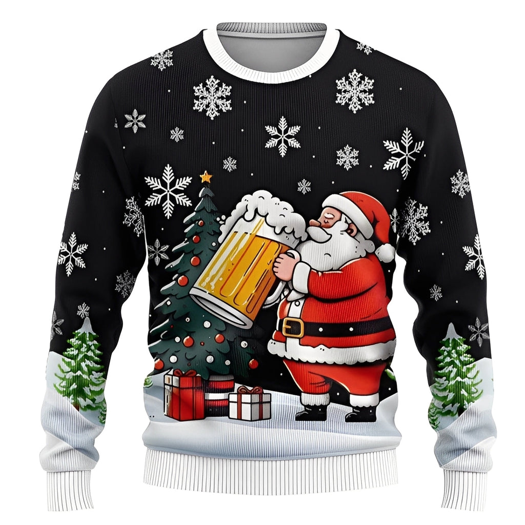Camel printed festive crewneck sweatshirt with long sleeves