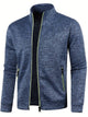 Men's textured zip-up cardigan with stand collar and zipped pockets