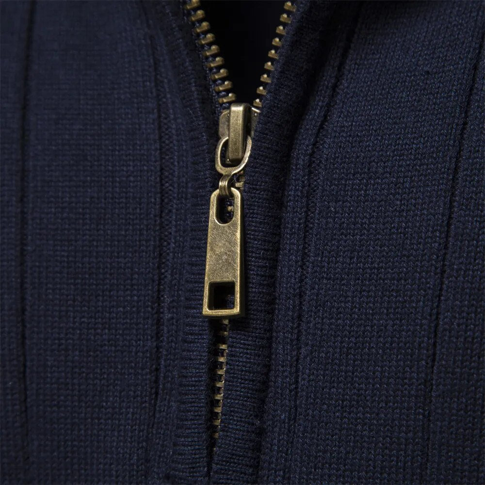 Men's ribbed quarter-zip jumper with a mock neck