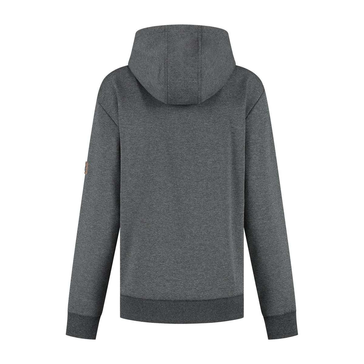 Women's dark grey hooded sweatshirt with long sleeves and ribbed trims