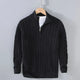 Men's cable knit jumper with mock neck and quarter zip