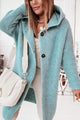 Women's longline hooded button cardigan with textured knit finish