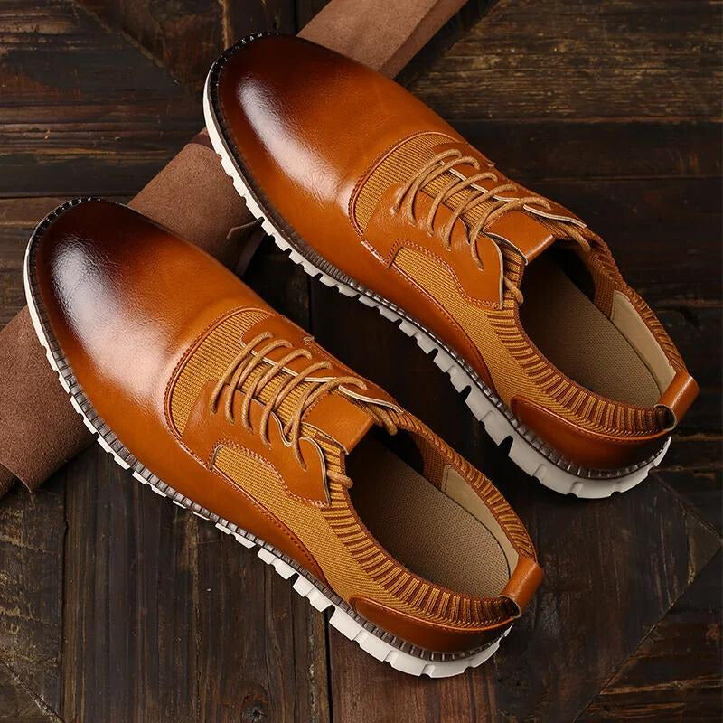 Men's casual lace-up sneakers with textured panels