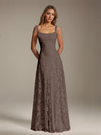 Women's floral textured A-line maxi dress with square neckline and sleeveless straps