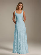 Women's floral textured A-line maxi dress with square neckline and sleeveless straps