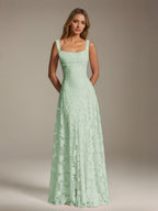 Women's floral textured A-line maxi dress with square neckline and sleeveless straps