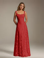 Women's floral textured A-line maxi dress with square neckline and sleeveless straps