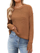 Women's black cropped knit sweater with crew neck and long sleeves