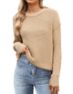 Women's black cropped knit sweater with crew neck and long sleeves