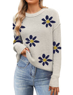 Women's black cropped knit sweater with crew neck and long sleeves