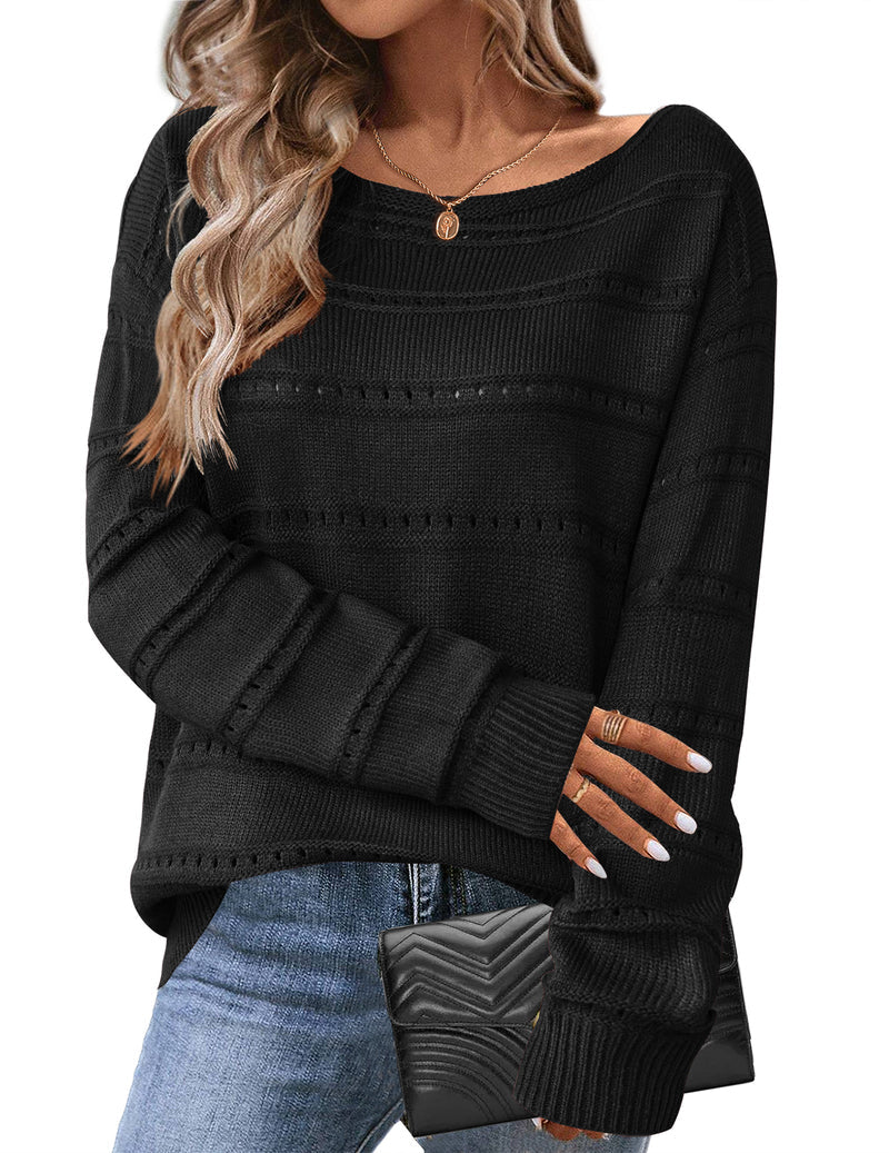 Women's long-sleeve off-shoulder sweater top