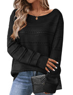Women's long-sleeve off-shoulder sweater top