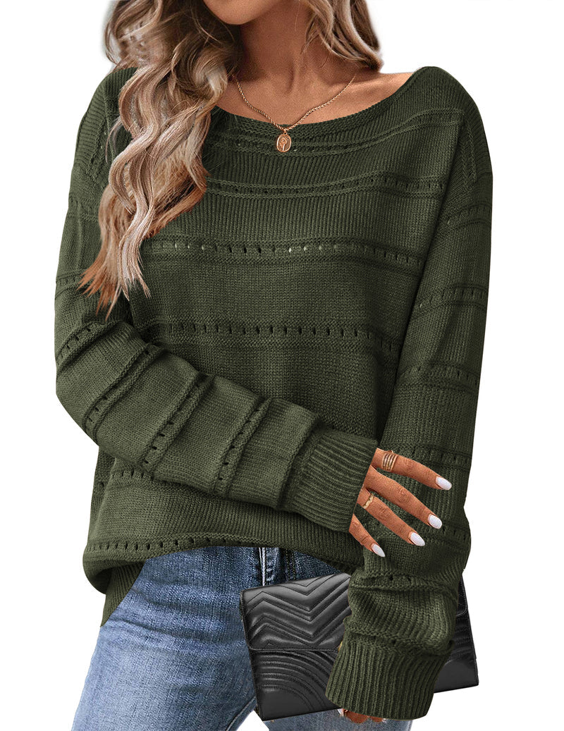 Women's long-sleeve off-shoulder sweater top