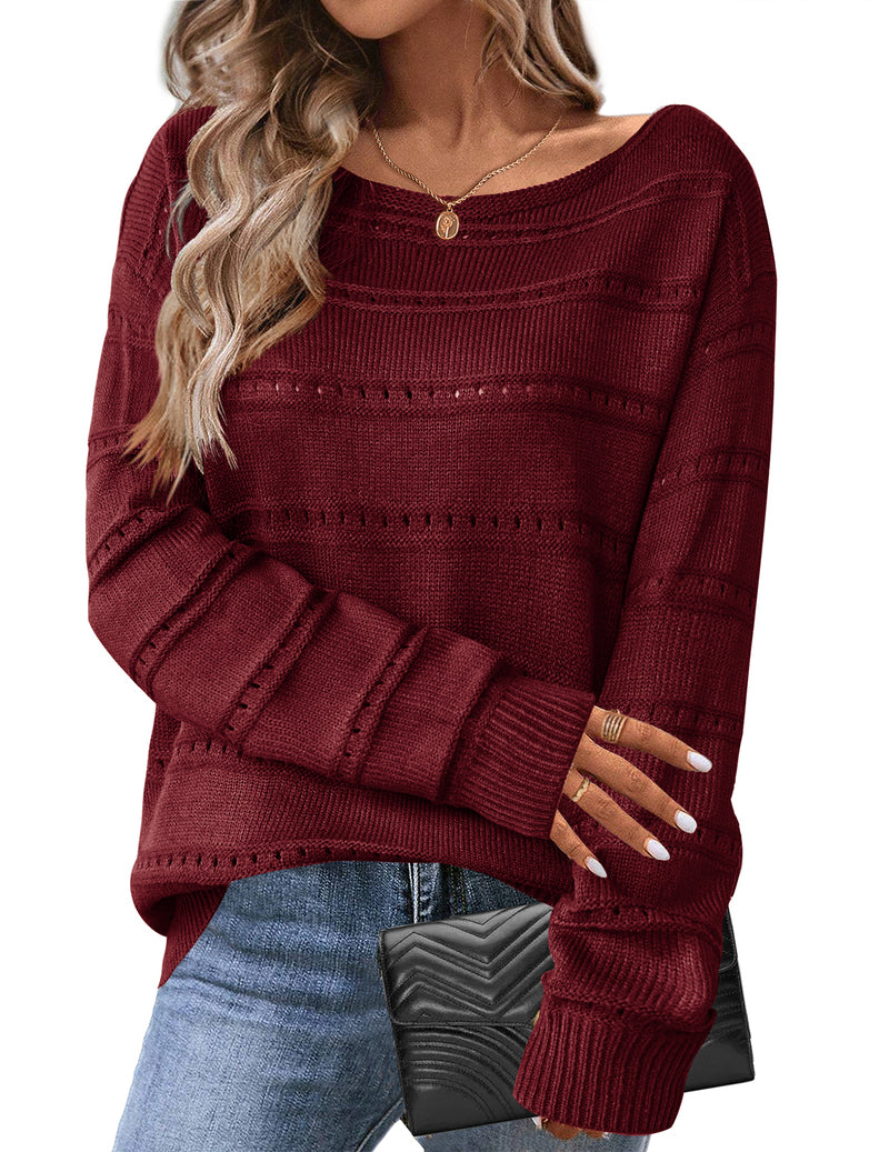 Women's long-sleeve off-shoulder sweater top