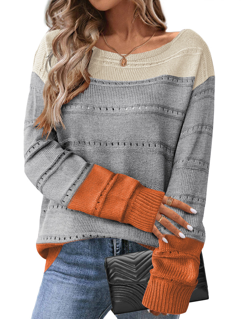 Women's long-sleeve off-shoulder sweater top