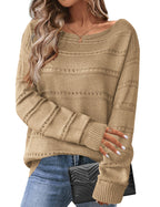 Women's long-sleeve off-shoulder sweater top
