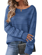 Women's long-sleeve off-shoulder sweater top