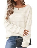 Women's long-sleeve off-shoulder sweater top